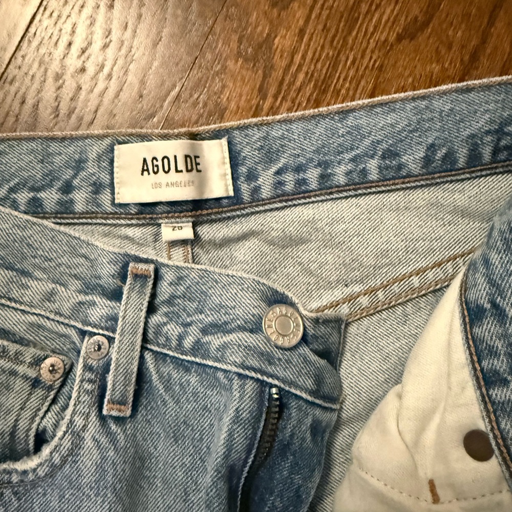 Agolde Cherie Sky Blue Straight Leg Jeans Size 25 Inseam 30” - Picture 3 of 4